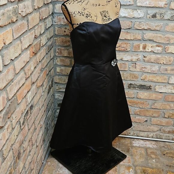NWT Watters & Watters Black strapless midi cocktail dress size 10 - Picture 4 of 12